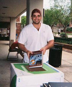 Student making a textbook donation